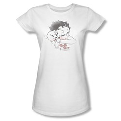 Betty Boop - Vintage Wink Juniors T-Shirt In White
