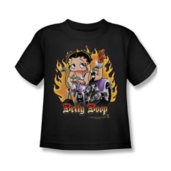 Betty Boop - Biker Flames Boop Little Boys T-Shirt In Black