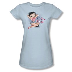 Betty Boop - All American Girl Juniors T-Shirt In Light Blue