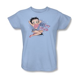 Betty Boop - All American Girl Womens T-Shirt In Light Blue