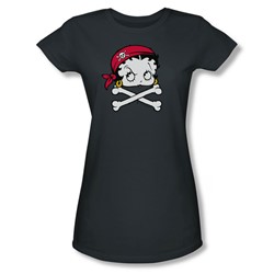 Betty Boop - Boop Pirate Juniors T-Shirt In Charcoal