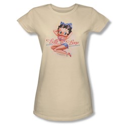 Betty Boop - Stars And Stripes Forever Juniors T-Shirt In Cream