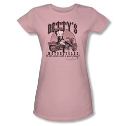 Betty Boop - Betty's Motorcycles Juniors T-Shirt In Pink