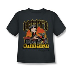 Betty Boop - Betty's Motorcycles Little Boys T-Shirt In Charcoal