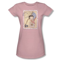 Betty Boop - Vintage Stamp Juniors T-Shirt In Pink