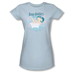 Betty Boop - Boop Bubbles Juniors T-Shirt In Light Blue