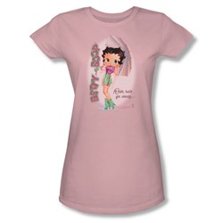 Betty Boop - Rain, Rain Go Away Juniors T-Shirt In Pink
