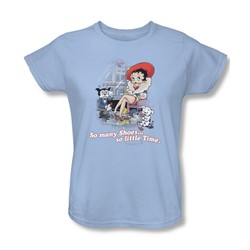 Betty Boop - So Many Shoes Womens T-Shirt In Light Blue