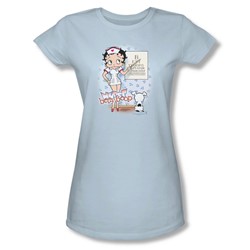 Betty Boop - Eyechart Juniors T-Shirt In Light Blue