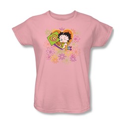 Betty Boop - Peace, Love And Boop Womens T-Shirt In Pink