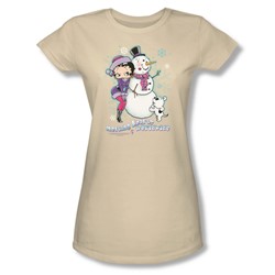 Betty Boop - Melting Hearts Juniors T-Shirt In Cream