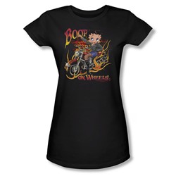 Betty Boop - Boop On Wheels Juniors T-Shirt In Black