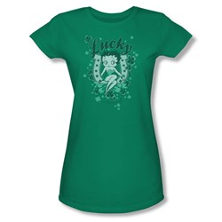 Betty Boop - Lucky Boop Juniors T-Shirt In Kelly Green