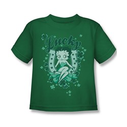 Betty Boop - Lucky Boop Little Boys T-Shirt In Kelly Green
