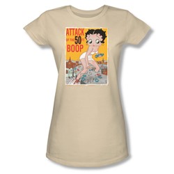 Betty Boop - Attack Of The 50Ft Boop Juniors T-Shirt In Cream