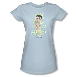 Betty Boop - Flowers Juniors T-Shirt In Light Blue