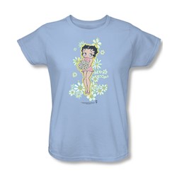 Betty Boop - Flowers Womens T-Shirt In Light Blue
