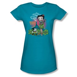 Betty Boop - Polynesian Princess Juniors T-Shirt In Turquoise