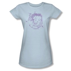 Betty Boop - Perfect Kisses Juniors T-Shirt In Light Blue
