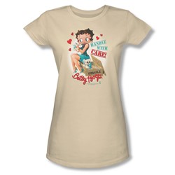 Betty Boop - Handle With Care Juniors T-Shirt In Cream