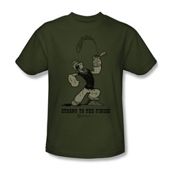 Popeye - Strong To The Finish Adult T-Shirt In Military Green