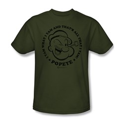 Popeye - I Yam Adult T-Shirt In Military Green