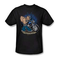 Popeye - Biker Popeye Adult T-Shirt In Black