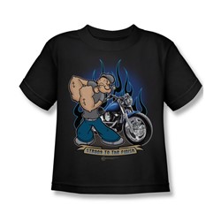 Popeye - Biker Popeye Little Boys T-Shirt In Black