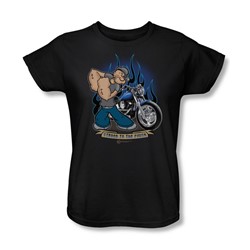 Popeye - Biker Popeye Womens T-Shirt In Black