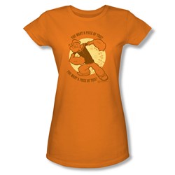 Popeye - You Want A Piece Of This? Juniors T-Shirt In Orange