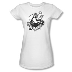 Popeye - Stars And Anchor Juniors T-Shirt In White
