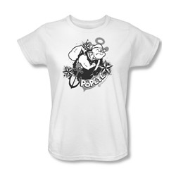 Popeye - Stars And Anchor Womens T-Shirt In White