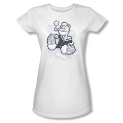 Popeye - Tattooed Juniors T-Shirt In White
