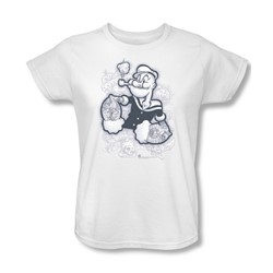Popeye - Tattooed Womens T-Shirt In White