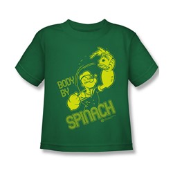 Popeye - Body By Spinach Little Boys T-Shirt In Kelly Green