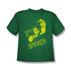 Popeye - Body By Spinach Big Boys T-Shirt In Kelly Green