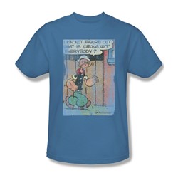 Popeye - Puzzled Adult T-Shirt In Carolina Blue