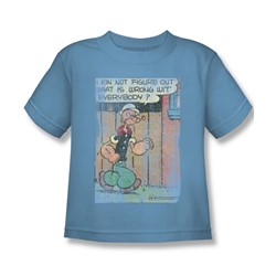 Popeye - Puzzled Little Boys T-Shirt In Carolina Blue