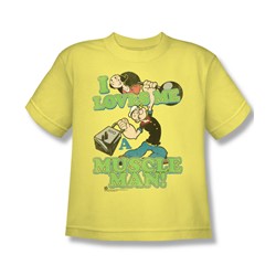 Popeye - Muscle Man Big Boys T-Shirt In Banana