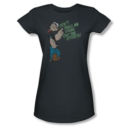 Popeye - Break Out Spinach Juniors T-Shirt In Charcoal
