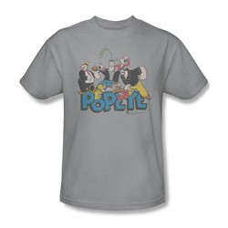 Popeye - The Gang Adult T-Shirt In Silver