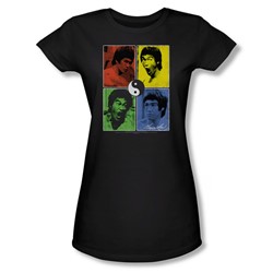 Bruce Lee - Enter Color Block Juniors T-Shirt In Black