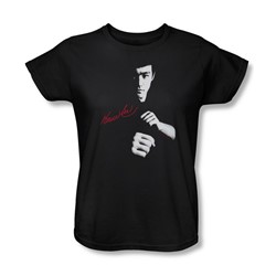 Bruce Lee - The Dragon Awaits Womens T-Shirt In Black