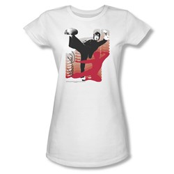 Bruce Lee - Kick It! Juniors T-Shirt In White