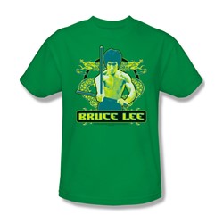 Bruce Lee - Double Dragons Adult T-Shirt In Kelly
