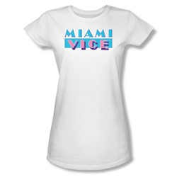 Nbc - Miami Vice Logo Juniors T-Shirt In White
