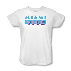 Nbc - Miami Vice Logo Womens T-Shirt In White