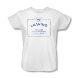 Nbc - Now Leaving Univille Womens T-Shirt In White