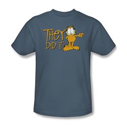 Garfield - They Did It Adult T-Shirt In Slate