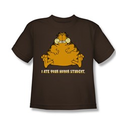 Garfield - I Ate Your Honor Student Big Boys T-Shirt In Coffee